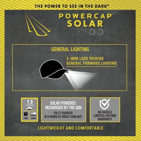 قبعة Panther Vision POWERCAP LED الشمسية القطنية 15/00 فائقة السطوع بدون استخدام اليدين مضاءة للمصابيح الأمامية in Kuwait
