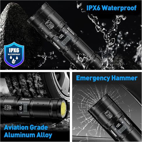 Rechargeable Flashlights 900000 High Lumens,Super Bright 12 Hours Long Life 8 Modes Powerful Tactical Flashlight with 9000 ɱAh Capacity,IPX6 Waterproof Flash Light for Emergencie in Saudi Arabia