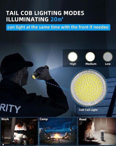 Rechargeable Flashlights 900000 High Lumens,Super Bright 12 Hours Long Life 8 Modes Powerful Tactical Flashlight with 9000 ɱAh Capacity,IPX6 Waterproof Flash Light for Emergencie in Saudi Arabia