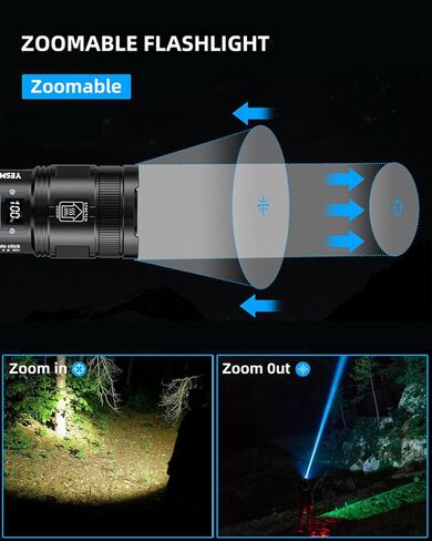 Rechargeable Flashlights 900000 High Lumens,Super Bright 12 Hours Long Life 8 Modes Powerful Tactical Flashlight with 9000 ɱAh Capacity,IPX6 Waterproof Flash Light for Emergencie in Saudi Arabia