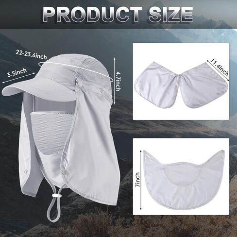 6 قطع قبعة صيد مع غطاء للرقبة للرجال للحماية من الشمس للنساء، قبعة صيد قابلة للطي، قبعات واقية من الشمس فوق البنفسجية مع قناع وجه شبكي قابل للإزالة، حزام للرقبة للاستخدام الخارجي، 5 ألوان in Kuwait