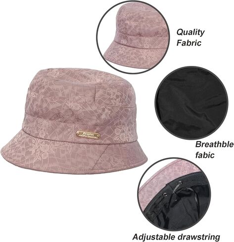 Women's Foldable 1920s Vintage Cloche Bucket Hat Lady Bowler Caps Church Tea Party Sun Hats in Kuwait