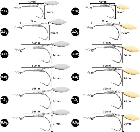 JOHNCOO 6pcs/pack Swimbait Weighted Hook with Twistlock Silver or Gold Underspin Superline Spring Hook for Soft Lures 0.11oz 0.18oz 0.25oz 0.32oz in Saudi Arabia