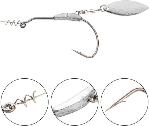 JOHNCOO 6pcs/pack Swimbait Weighted Hook with Twistlock Silver or Gold Underspin Superline Spring Hook for Soft Lures 0.11oz 0.18oz 0.25oz 0.32oz in Saudi Arabia