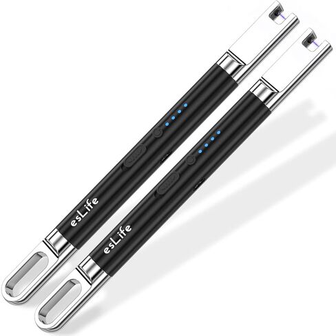2 ولاعة كهربائية قابلة لإعادة الشحن عبر USB مع شاشة LED، خطاف تعليق، قفل أمان، 7.3 بوصة، أسود سبج in Saudi Arabia