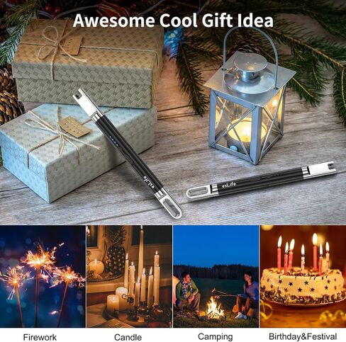 2 ولاعة كهربائية قابلة لإعادة الشحن عبر USB مع شاشة LED، خطاف تعليق، قفل أمان، 7.3 بوصة، أسود سبج in Saudi Arabia
