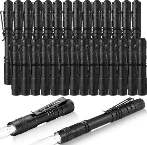 Zhehao 30 Pcs Mini Led Flashlight Bright Aluminum Penlight Flashlights with Clip Small Water Resistant Pocket Flash Light for Night Reading Emergency Hurricane(White Light, 3.5 Inch) in Saudi Arabia