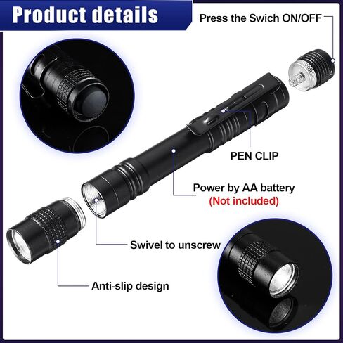 Zhehao 30 Pcs Mini Led Flashlight Bright Aluminum Penlight Flashlights with Clip Small Water Resistant Pocket Flash Light for Night Reading Emergency Hurricane(White Light, 3.5 Inch) in Saudi Arabia