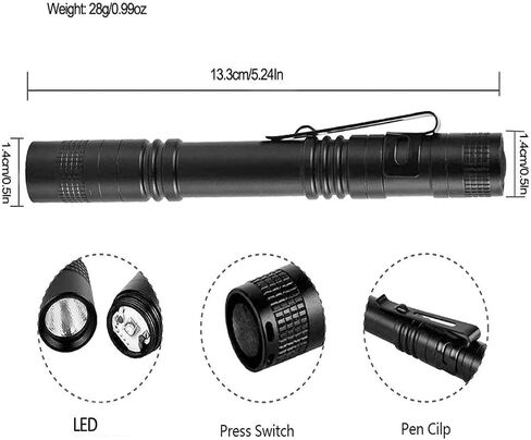 MODOAO LED Penlight مصباح يدوي تكتيكي، 4 قطع 200LM Penlight مصباح يدوي تكتيكي مع مشبك جيب Penlight ضوء الطوارئ المحمول (4 قطع) in Kuwait