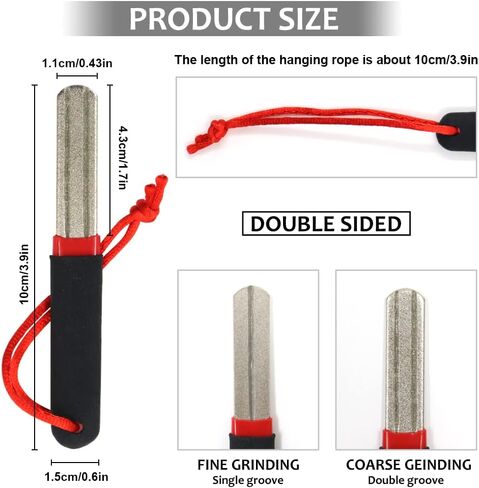 2Pcs Fishing Hook Sharpener, Diamond Fish Hook Sharpeners, Double Side Fine Fish Hook File 180/400 Grits, Portable Grinding Tool for Saltwater Freshwater Ice Fishing Sports (Black) in Saudi Arabia
