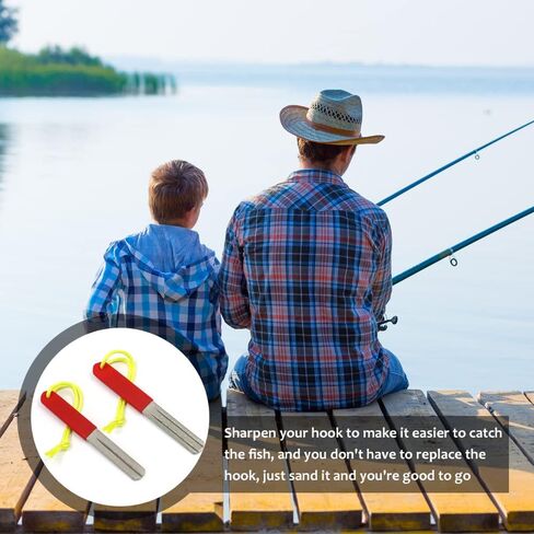 قطعتان من مبراة خطاف الصيد، مبراة خطاف صيد ماسي، مبرد خطاف سمك ناعم مزدوج الجانب 180/400 حبيبة، أداة طحن محمولة لرياضات صيد الأسماك في المياه المالحة والمياه العذبة (أسود) in Kuwait