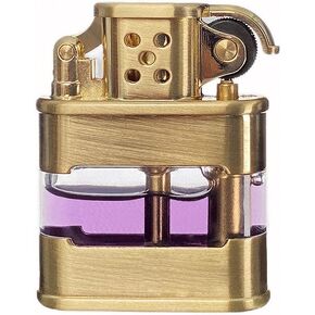 Vintage Lighter Creative Clear Lighter Cool Transparent Lighter Refillable Windproof Brass Lighter for Men (Sliver)