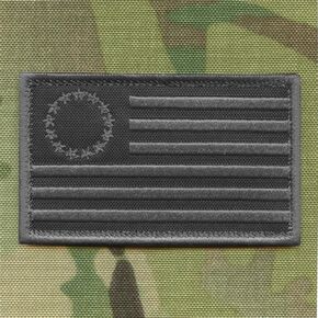 Blackout Betsy Ross 2x3.25 Flag American Revolution 1776 Morale Tactical Military Hook Patch