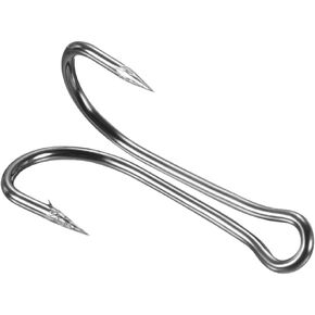 PATIKIL Double Fish Hooks, Carbon Steel Classic Sharp Open Shank Barbed Frog Hooks for Freshwater Saltwater
