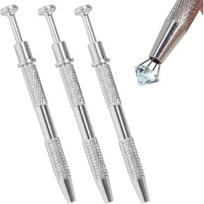 3 Pack Stainless Steel 4-Claw Pick up Tool for Small Parts Pickup, Grabber Gem Tweezers for Jewelry Making Accessory, IC Chip, Electronic Components, Nails Clamping