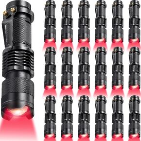 20 Pcs Red Flashlights Bulk Single Mode Red LED Flashlight AA Battery Powered Dimmable Mini Red Torch Light Small Powerful Red Light Flashlight for Night Astronomy Stargazing Hunting, Animal Safe