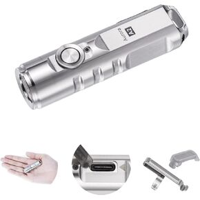 RovyVon A2 G4 USB-C LED Keychain Flashlight, 650 High Lumen Super Bright with EDC Pocket-Sized,Momentary On,Lock Mode,Type-C Rechargeable,Stainless Steel, Gift for Camping Emergency