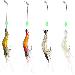 Artificial Luminous Shrimp Fishing Lure with Sharp Hook/Soft Silicon Lure/Sharp Shrimp Tackle Hook.（4-6pcs/lot 9cm 6g） WILLBUR