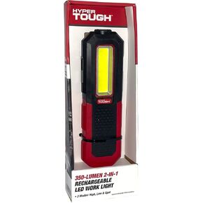 HyperTough 350-LUMEN Rechargeable LED Work Light Strong Magnet Pivoting Stand Flashlight USB Powered by Lithium-ION Battery