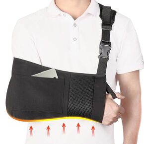 Arm Sling Shoulder Immobilizer with Pocket, Breathable Comfortable Medical Sling Arm Shoulder Support for Shoulder Surgery Torn Rotator Cuff Elbow Wrist Injury, Right and Left Arm, Men and Women