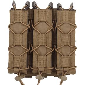 Tactical Triple 9mm Extended Mag Pouch,Quick Pull Pistol Mag Bag,SMG PALS Malice Clip for MP5 MP7 Mag Pouch Holster