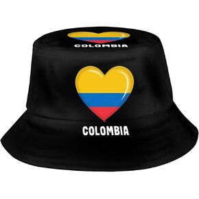 Cute Colombia Flag Bucket Hats Summer Travel Beach Sun Hat Outdoor Colombian Cap Unisex Women Men