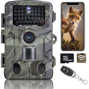 Trail Camera WiFi, 24MP 1080P Game Camera with Night Vision Motion Activated Waterproof, 0.2S Trigger Speed, 850nm Low Glow Wildlife Camera for Backyard Security Wildlife Monitoring Hunting