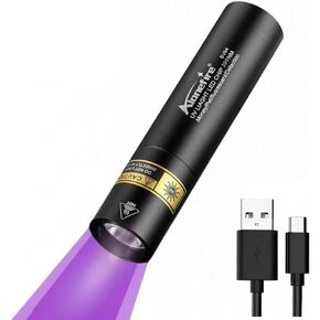 ALONEFIRE SV94 395nm Small UV Flashlight 3W USB Rechargeable Mini Black Light Money Detector for Resin Curing, Pet Urine Detection, Scorpion, Fishing, Minerals, Leaks, Cure Glue with Built-in Battery