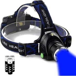 Blue Light Headlamp 3 Modes Zoomable Blue Headlamp for Hunting Fishing
