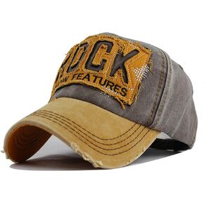 Vintage Baseball Cap Embroidery Rock Washed Denim Trucker Cap 100% Cotton Sun Hat for Men Women Adjustable Size