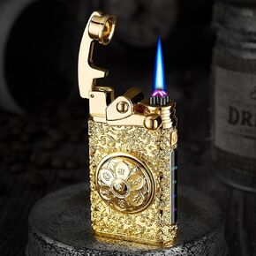 Vintage Lighter Dual Arc Plasma Lighter Jet Flame Torch Lighter 2 in1 USB Rechargeable Windproof Butane Lighter with Gift Box (Black)