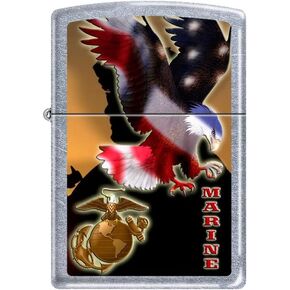 Zippo Lighter- USMC Eagle USA Marine Corps Street Chrome Windproof Lighter #Z112
