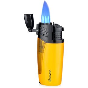 Cigar Lighter with Punch Triple Jet Flame Butane Refillable Windproof Torch Lighters(Without Gas)