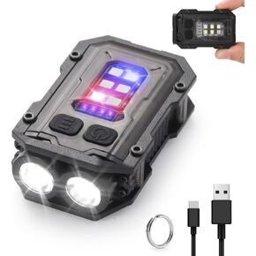 Mini EDC Flashlight, Small Powerful Keychain Flashlight with Sidelight, High Lumens 800lm, USB-C Rechargeable, Keychain Light with Clip - 8 Mode, IPX4 Waterproof, for Hiking, Running, White