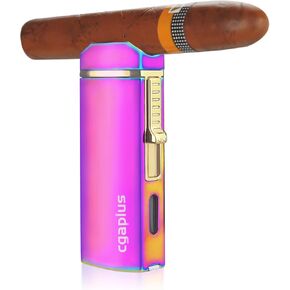 Torch Lighter with Punch Triple Jet Flame Refillable Butane Windproof Lighters with Stand on Top(Black)