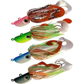 4 رؤوس جديدة ملتحية من Buzzbait Bucktail للمياه المالحة المفلطحة، Fluke، Bass، Bluefish، Blackfish، Seabass Offshore، سرعة صيد الأمواج، القفز البطيء، طُعم الرمي العمودي in Kuwait