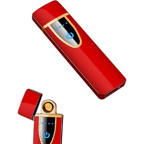 YOZWOO Mini Electric Lighter Plasma Flameless Rotary Arc Lighter USB Rechargeable Torch Lighter Smart Ignition Lighter Metal Slim Lighter with LED Indicator.（Gold in Kuwait