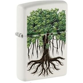 Zippo Tree Life Texture Print Design White Matte Pocket Lighter