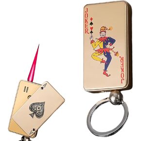 Cool Metal Poker Ace Cards Lighters Refillable, Novelty Vintage Dazzling & Ultra-Cool Lighter, Unique Gifts for Men Gifts Candles BBQ Camping (No Butane Fuel) (08#)