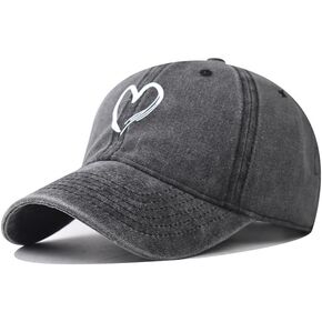 Women's Vintage Washed Baseball Cap Adjustable Cute Heart Graphic Cotton Dad Hat