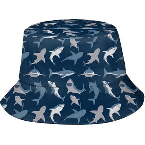 Marine Life Shark Bucket Hat,Casual Fisherman Cap Golf Boonie Hats Travel Beach Sun Hat for Women Men