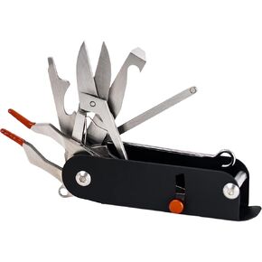 Pro Tools Multi Tool, 11-in-1 Multitool for Survival Gear, Credit Card Grabber for Long Nails, EDC Tools, Easy Open Lever Pocket Tool, Mini Multitool Keychain w/Screwdriver, Scissor & More