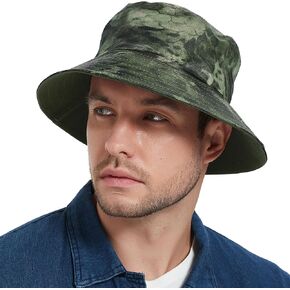 EINSKEY Reversible Camo Bucket Hat, Unisex Packable Cotton Sun Hat for Outdoor Beach Travel Golf Safari Fishing Hiking