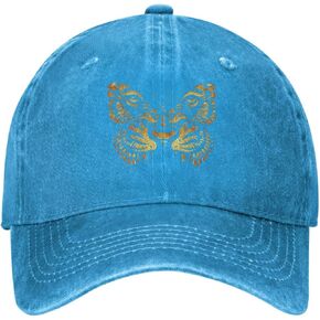 Butterfly Tiger Distressed Adjustable Washed Denim Mens Dad Trucker Hat Baseball Ball Cap for Men