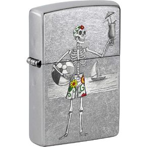 Zippo Lighter, Day of The Dead Beach Skeleton - Street Chrome 80981