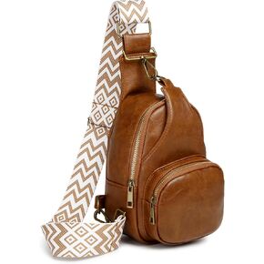 Sling Bag for Women PU Leather Sling Bag Small Crossbody Sling Backpack Multipurpose Chest Bag for Women Cycling(Beige)