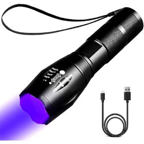 Rechargeable Black Light UV Flashlights, Black Light Flashlight Mini, uv flashlights，Dry Stains, Bed Bug, Scorpion,395 nm LED Flashlight.