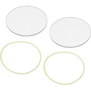 PATIKIL 2" Dia LED Lens, 2 Set Polished Edge Flashlight Glass Lens with Silicone Ring for Light Source Lens Replacement, Transparent, Green