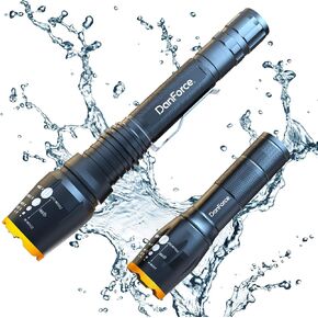 حزمة المصابيح الكاشفة التكتيكية القابلة لإعادة الشحن من DanForce LED. مصباح جيب صغير صغير + ضوء فلاش شديد التحمل، مصباح كشاف فانوس، فلتر أحمر وحافظة. شعلة عالية اللومن لـ: EDC، الطوارئ، التخييم، الشرطة in Kuwait