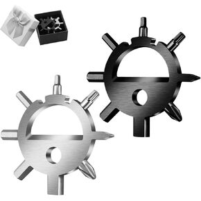 Stocking Stuffers Snowflake Multitool, 10-In-1 Keychain Multi Tool Kit with Screwdrivers Wrenches for Cycling, Camping, Gifts for Women Men, 2 Pack